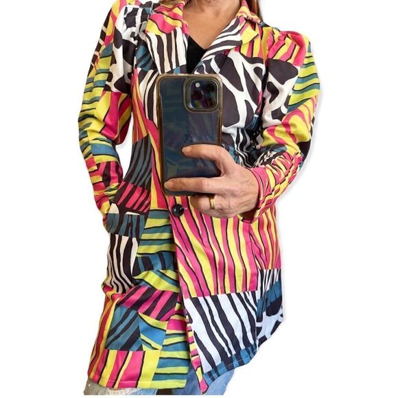 CQ BY CQ Colorful Zebra Print Retro Jacket Blazer.Size S - Picture 8 of 16